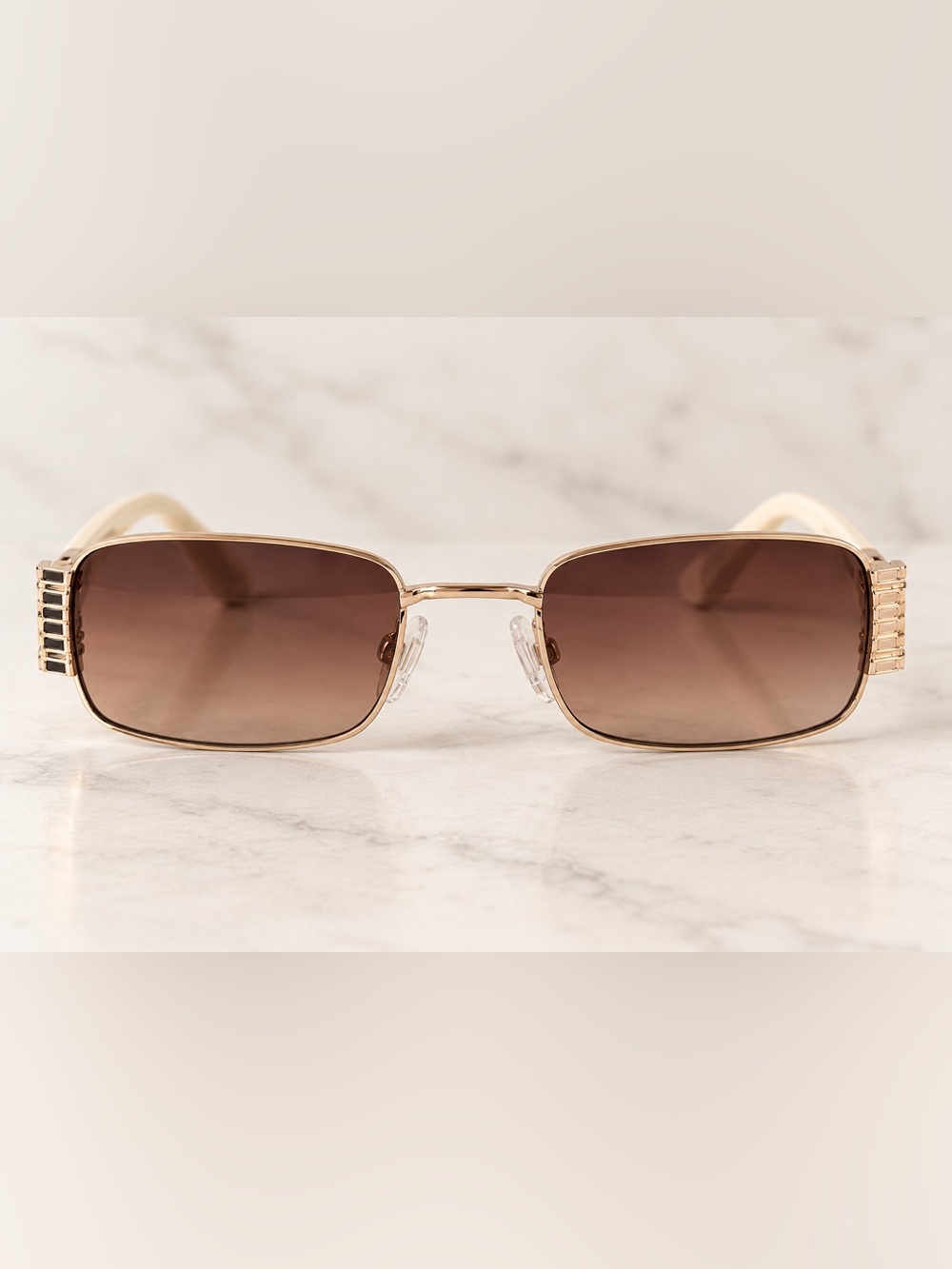 Carolina Lemke Parker Matte Beige Gold Sunglasses NWT